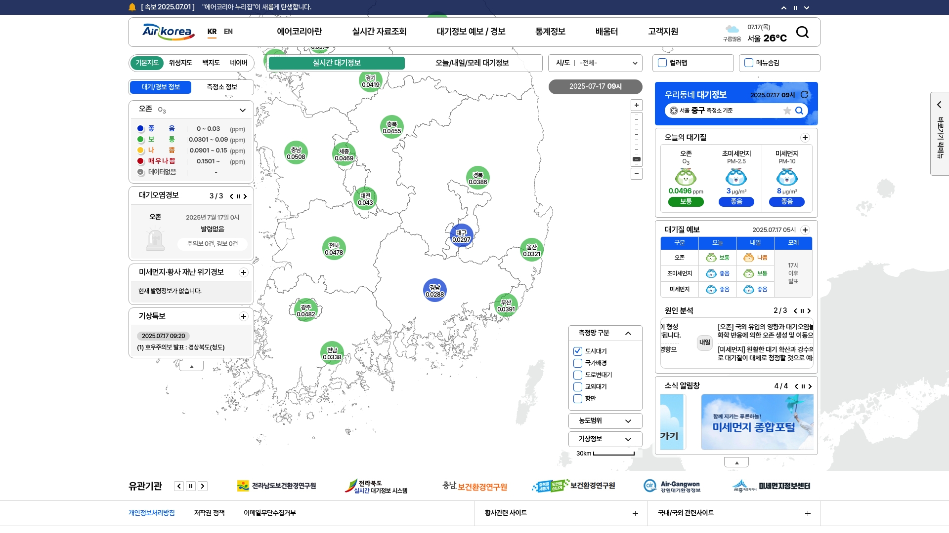 에어코리아 미세먼지 정보 실시간 예보