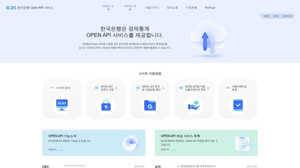 한국은행 경제통계시스템 OPEN API